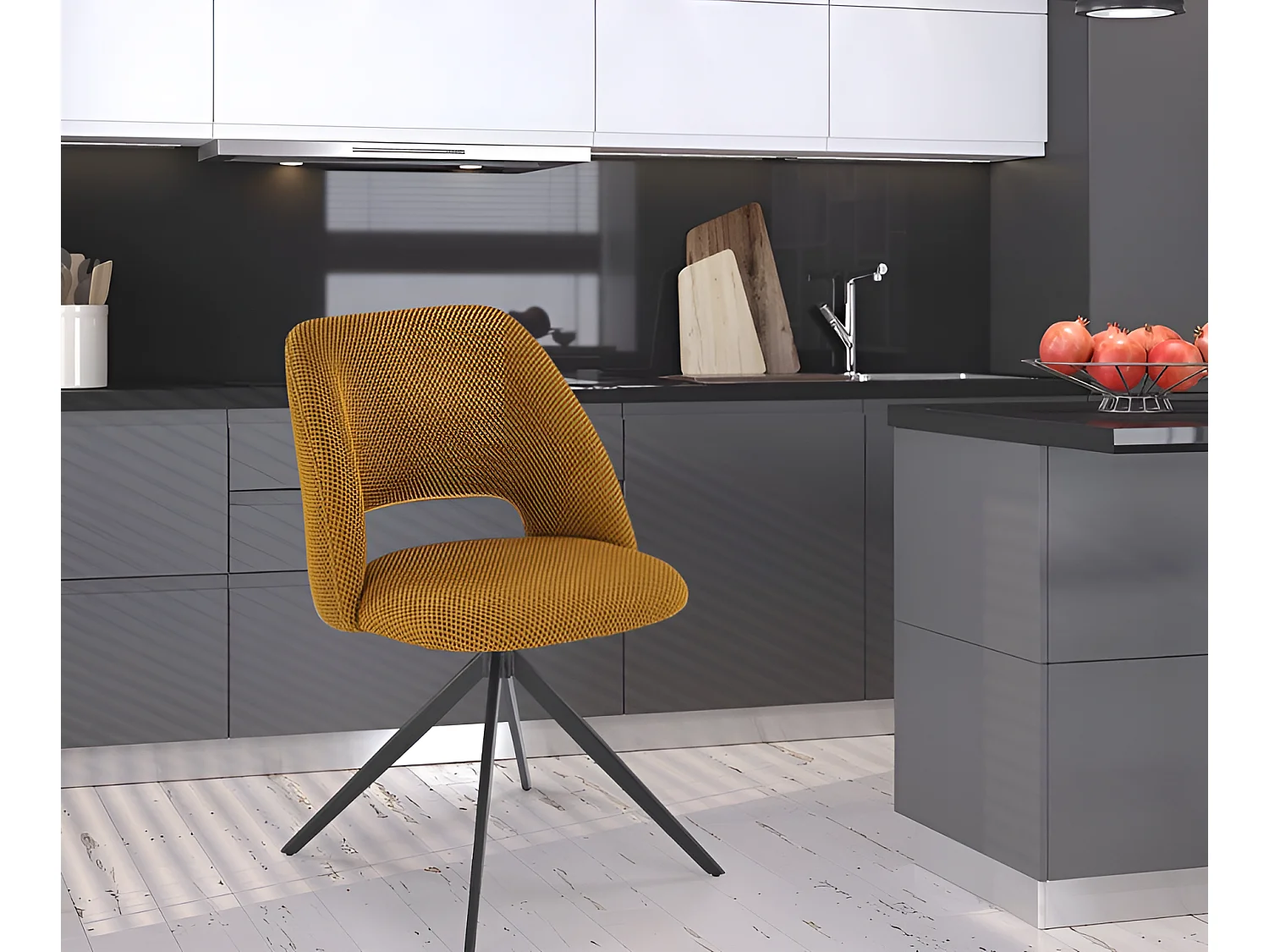 Sedia K546/rivestimento in tessuto/funzione girevole/Giallo