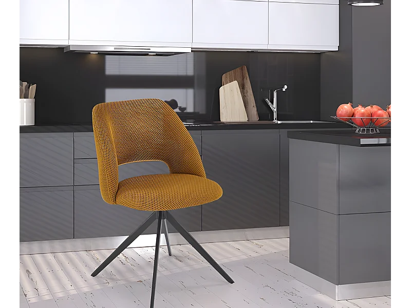 Sedia K546/rivestimento in tessuto/funzione girevole/Giallo