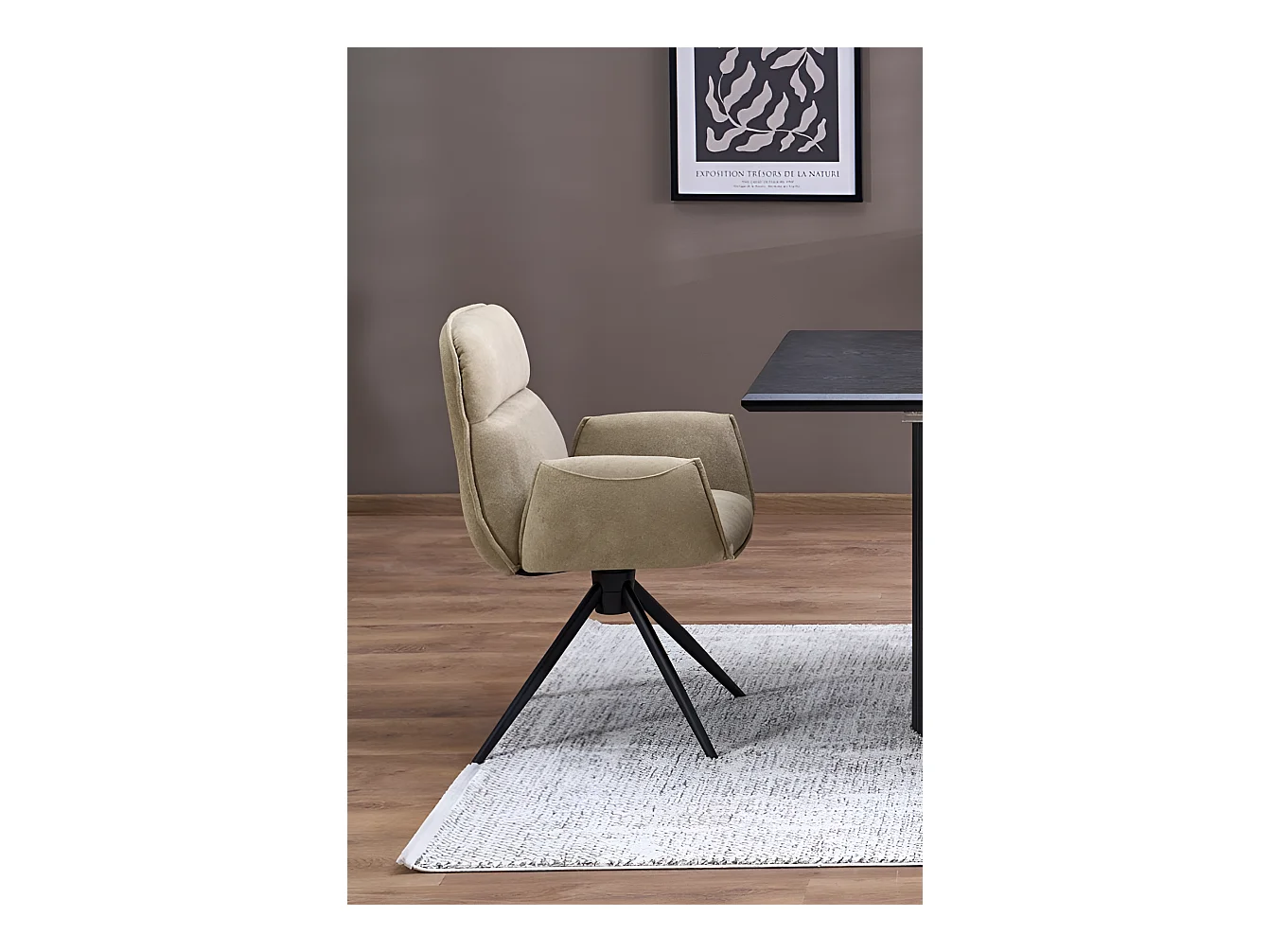 Sedia K574/Rivestimento in tessuto/Funzione girevole/Beige