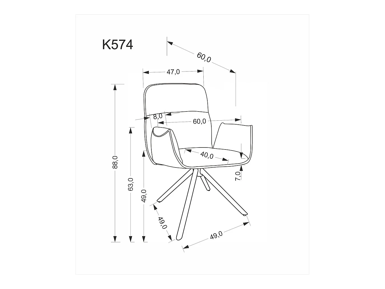Sedia K574/Rivestimento in tessuto/Funzione girevole/Beige