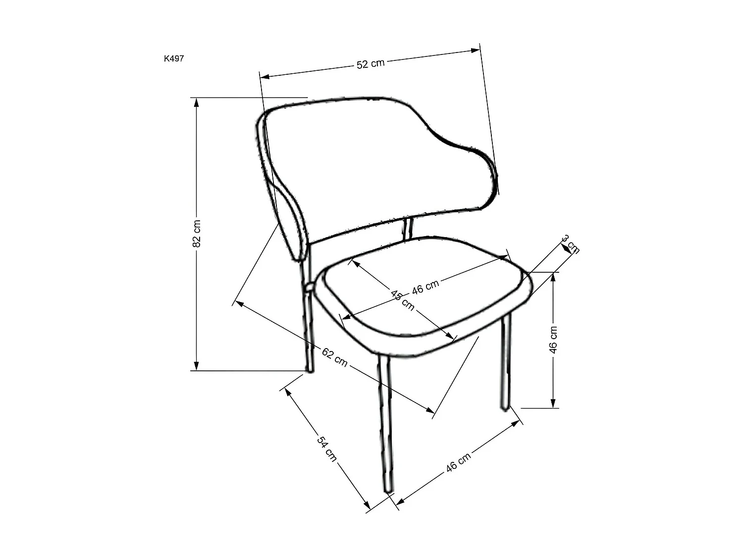 Chaise K497/Housse en tissu/ Gris