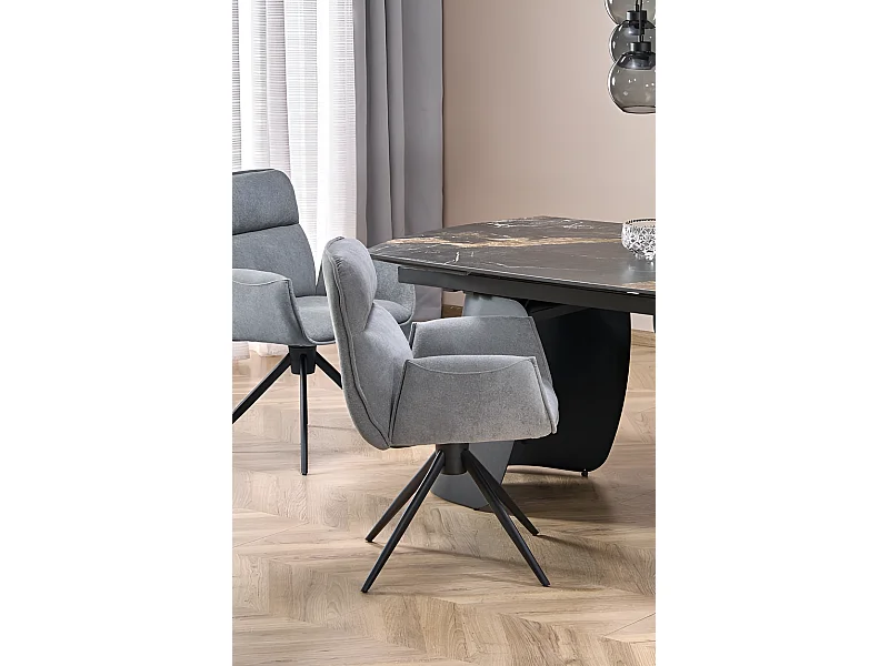 Sedia K574/Rivestimento in tessuto/Funzione girevole/Grigio