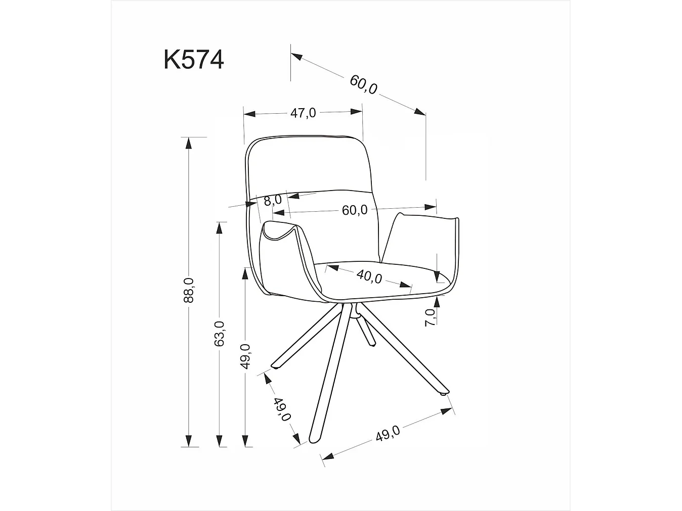 Stuhl K574/Stoffbezug/Drehfunktion/Grau