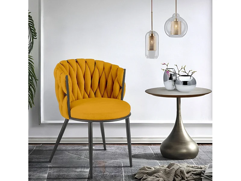 Chaise K516/Revêtement tissu métal/Jaune