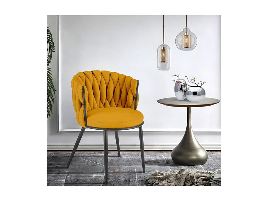 Stuhl K516/Stoffbezug&Metall/Gelb