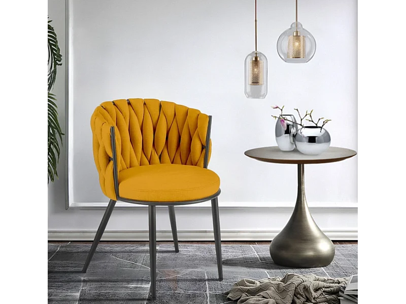 Stuhl K516/Stoffbezug&Metall/Gelb