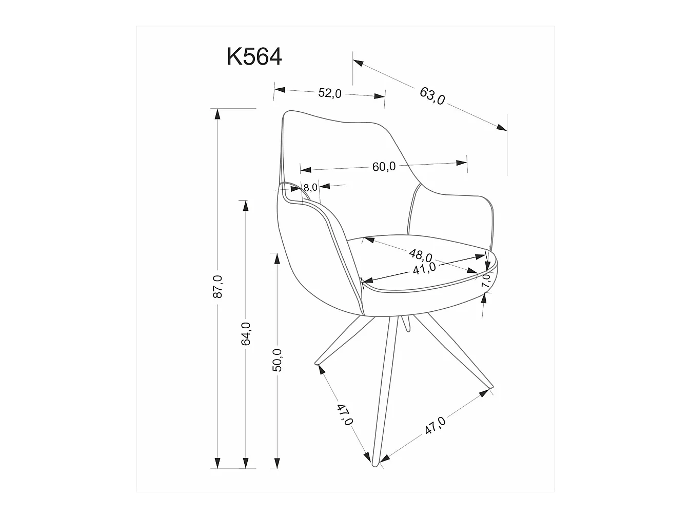 Sedia K564/Rivestimento in tessuto/Funzione girevole/Beige