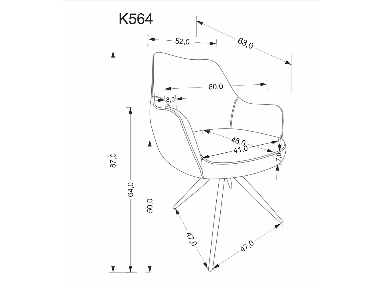 Stuhl K564/Stoffbezug/Drehfunktion/Beige