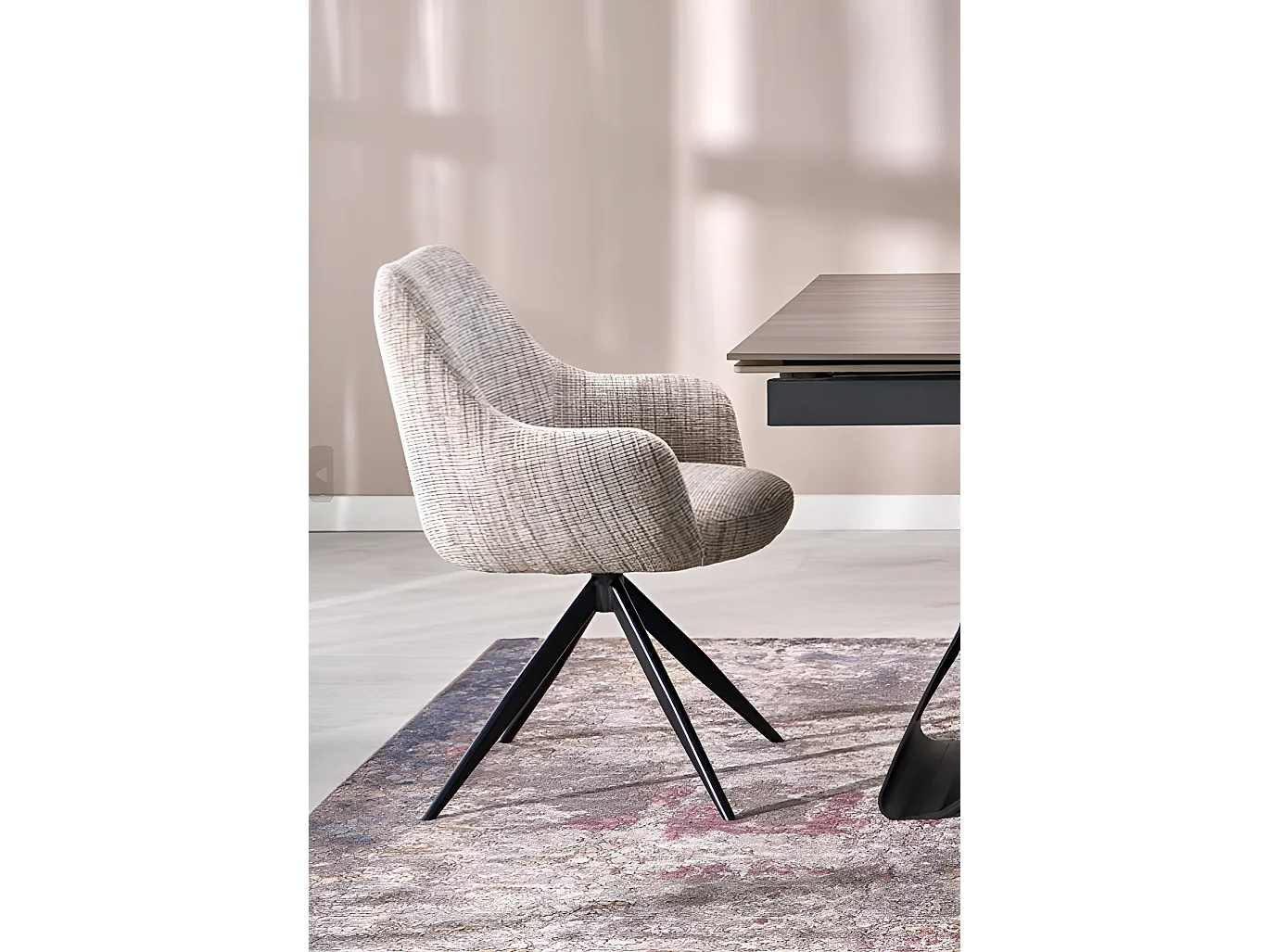 Sedia K564/Rivestimento in tessuto/Funzione girevole/Beige