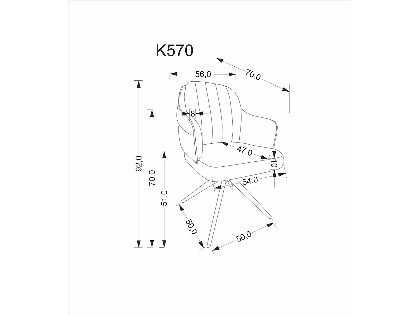 Chaise K570/Revêtement en tissu/Fonction pivotante/Gris