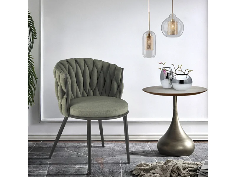 Chaise K516/Revêtement tissu métal/Vert