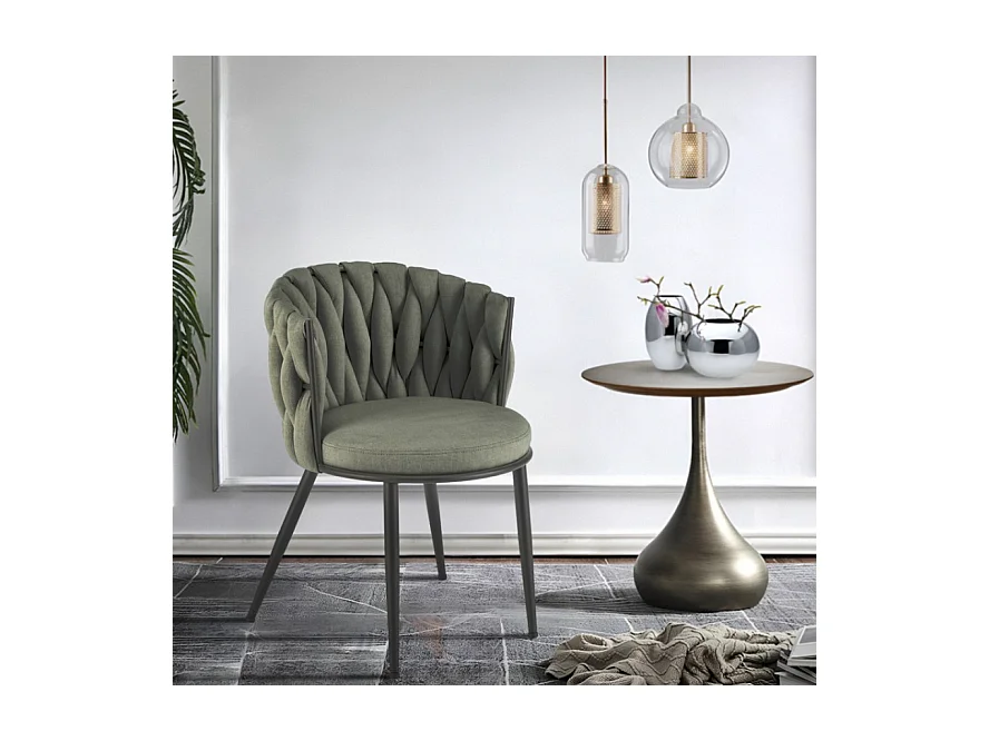 Stuhl K516/Stoffbezug&Metall/Grün
