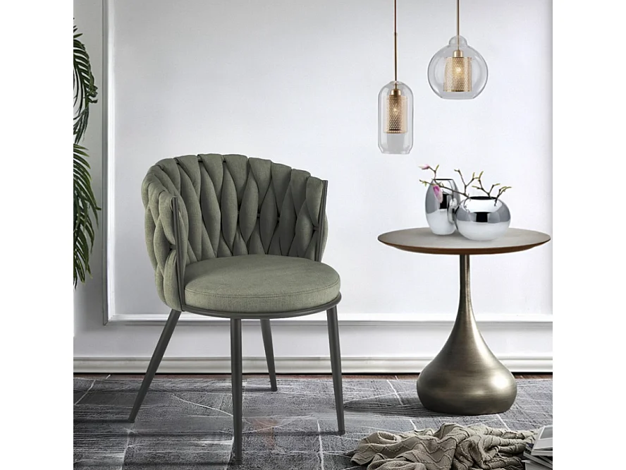 Chaise K516/Revêtement tissu métal/Vert