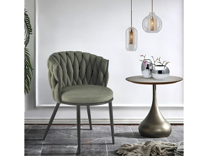 Chaise K516/Revêtement tissu métal/Vert