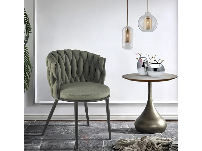 Stuhl K516/Stoffbezug&Metall/Grün
