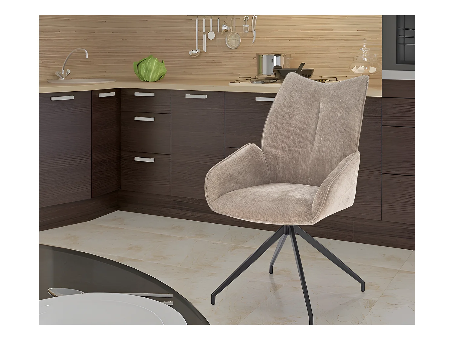 Sedia K553/Rivestimento in tessuto/Funzione girevole/Beige