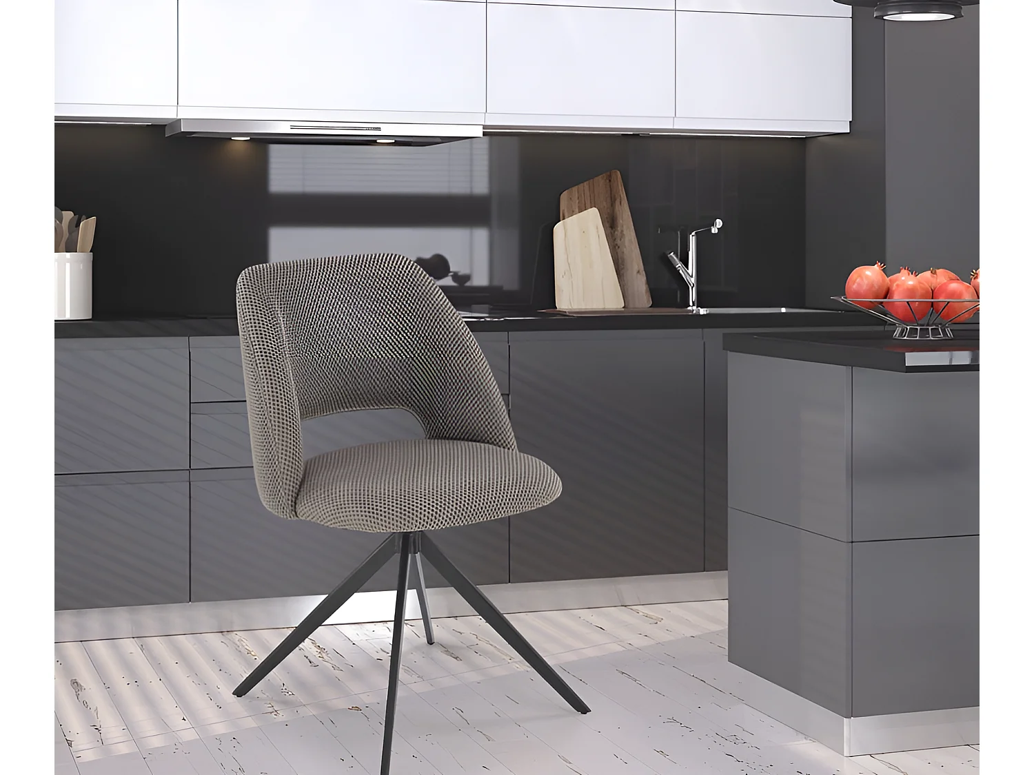 Sedia K546/rivestimento in tessuto/funzione girevole/Grigio