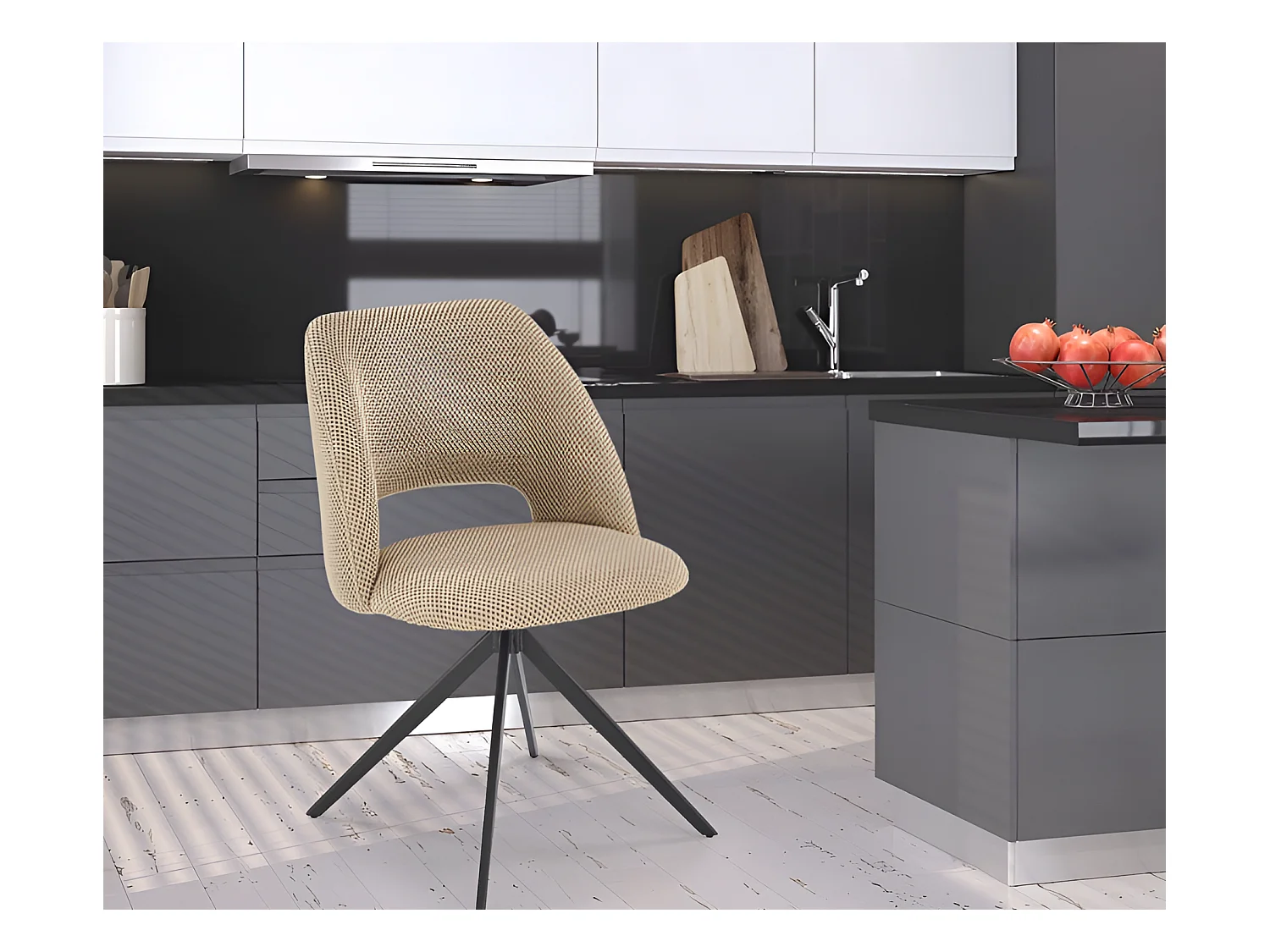 Sedia K546/rivestimento in tessuto/funzione girevole/Beige