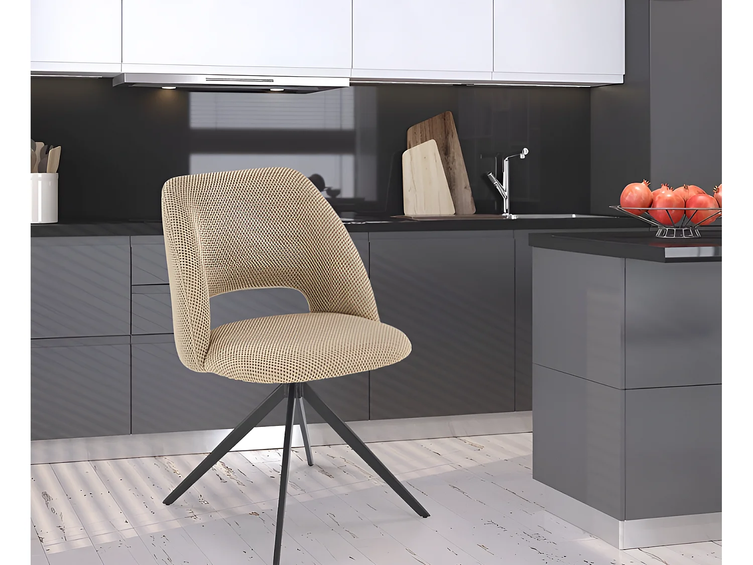 Sedia K546/rivestimento in tessuto/funzione girevole/Beige