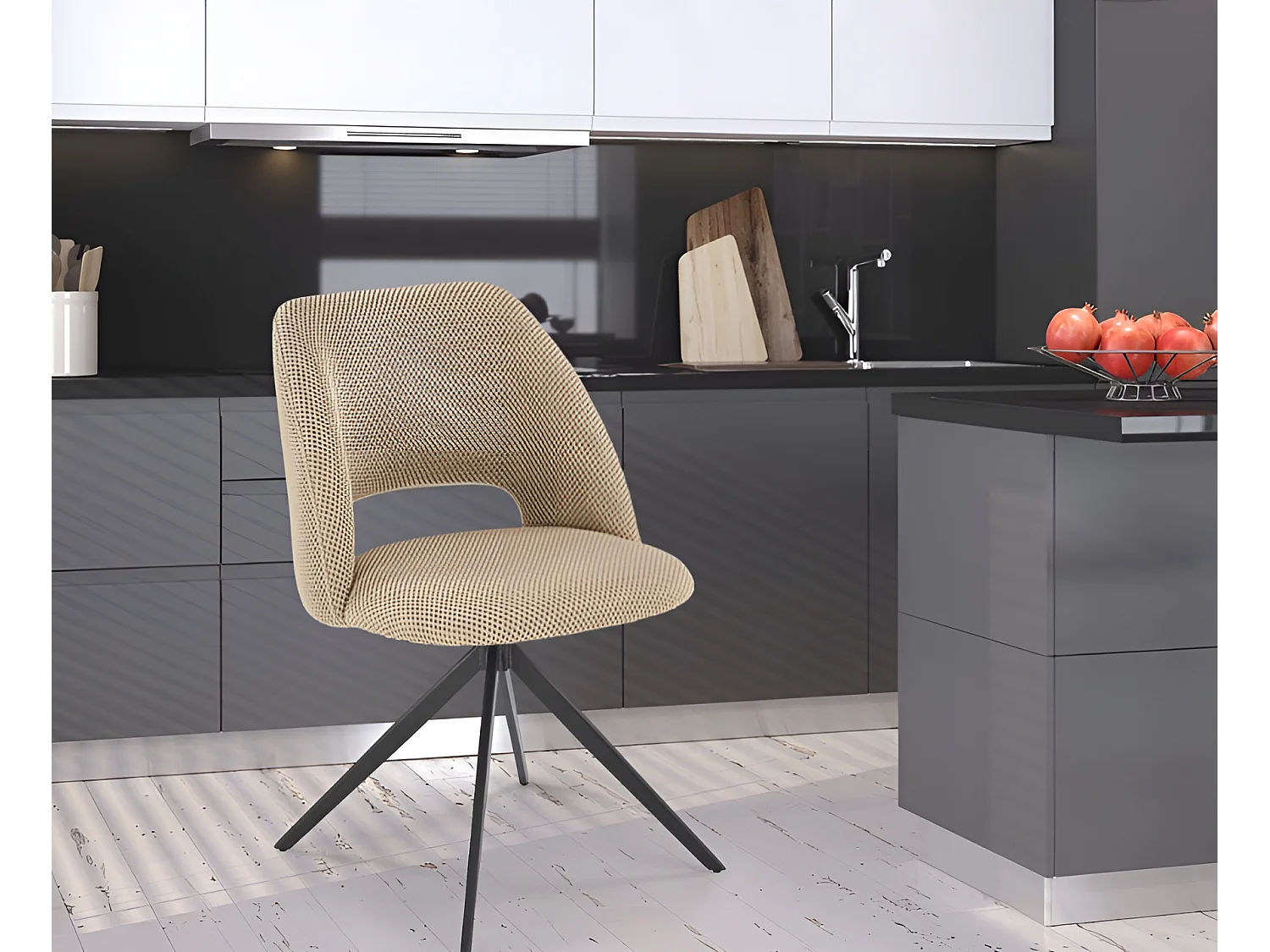 Sedia K546/rivestimento in tessuto/funzione girevole/Beige