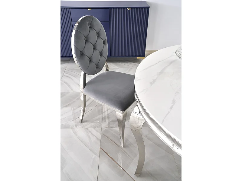 Stuhl K555/Samtstoffbezug&Metall/Grau