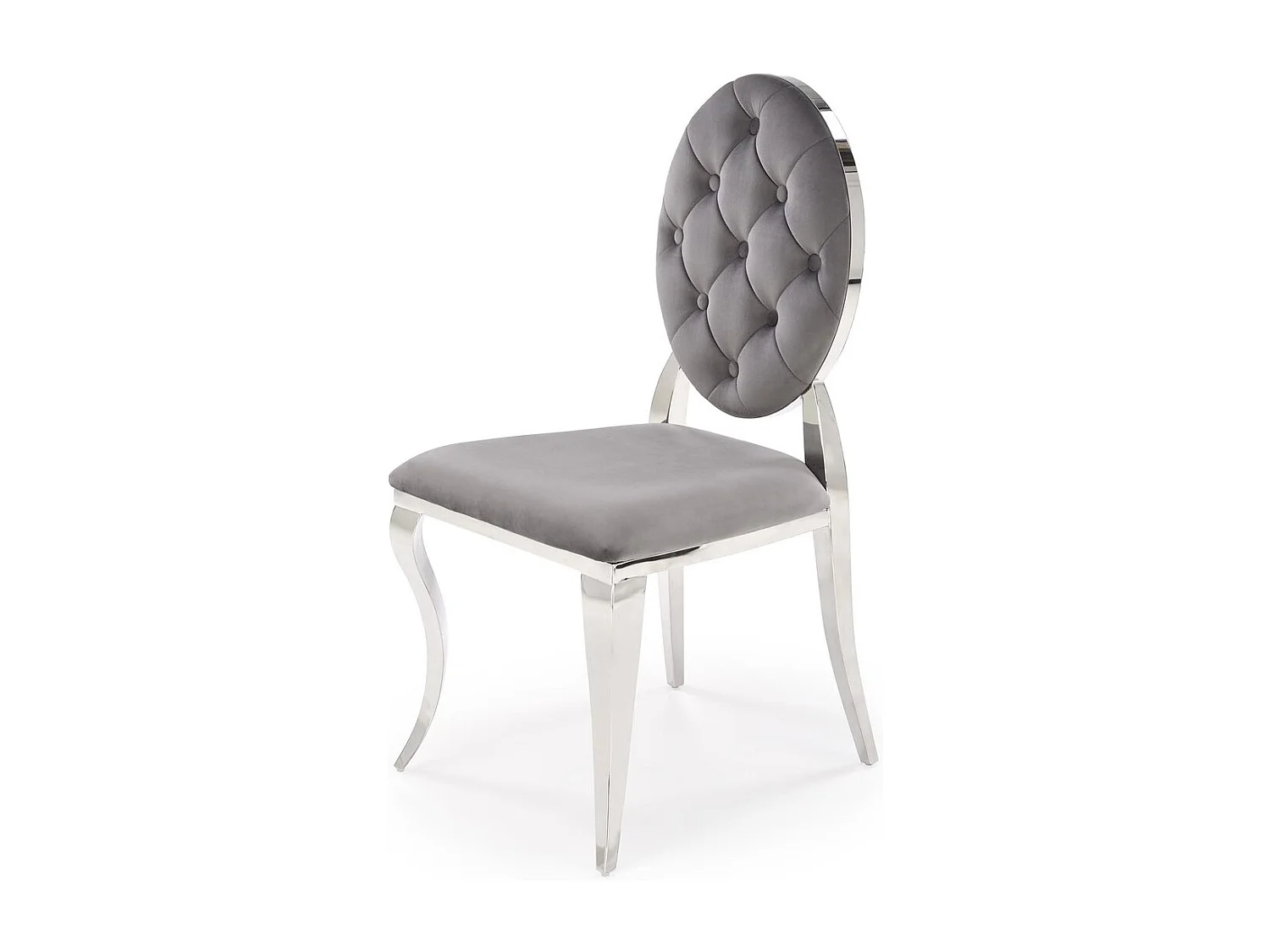 Chaise K555/Revêtement en tissu velours et métal/Gris