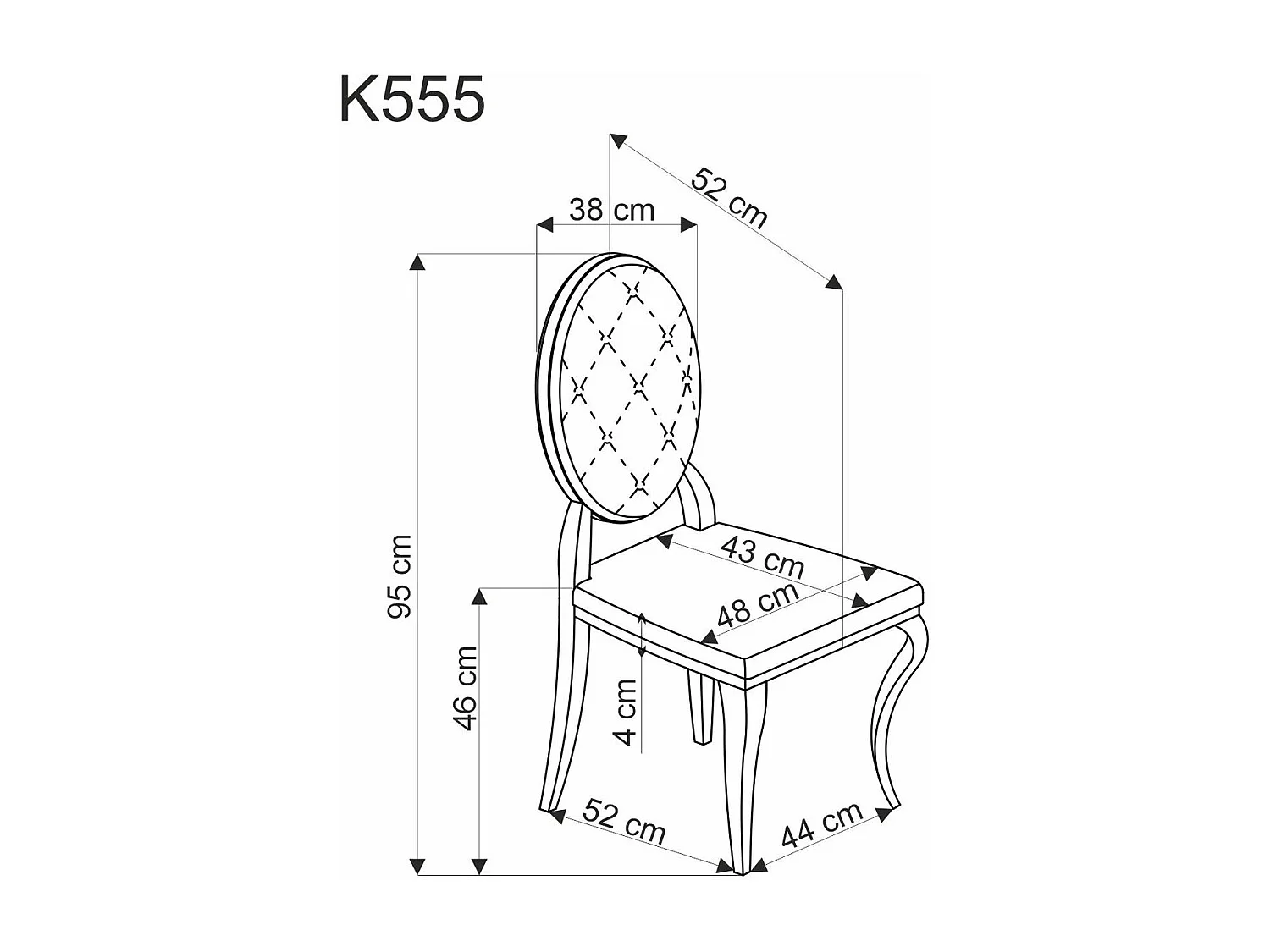 Chaise K555/Revêtement en tissu velours et métal/Gris