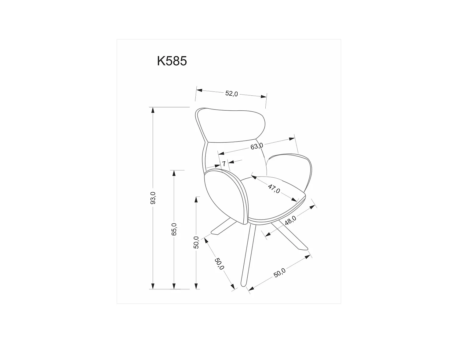 Sedia K585/Girevole/Rivestimento in tessuto/Marrone