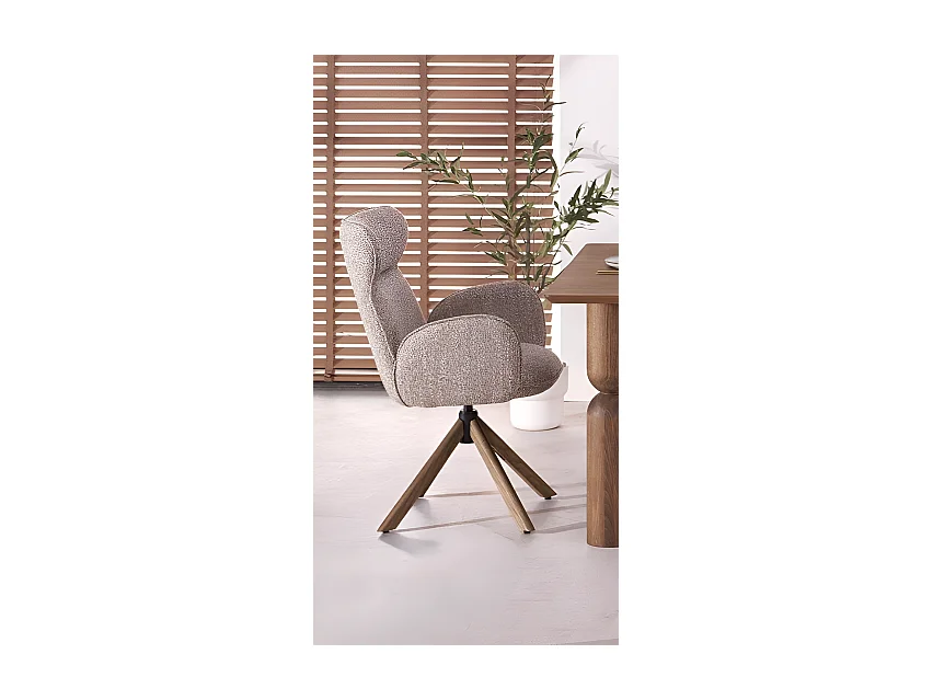 Sedia K585/Girevole/Rivestimento in tessuto/Marrone