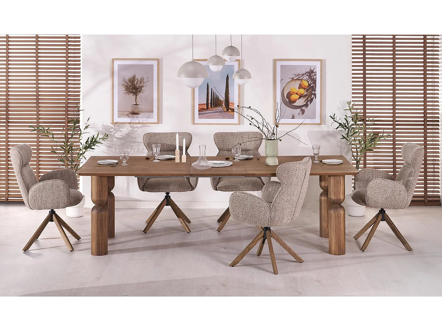 Chaise K585/Pivotante/Revêtement en tissu/Marron