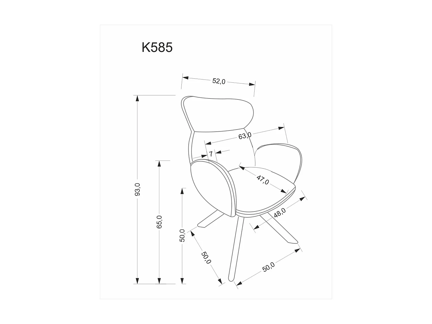 Chaise K585/Pivotante/Revêtement en tissu/Marron