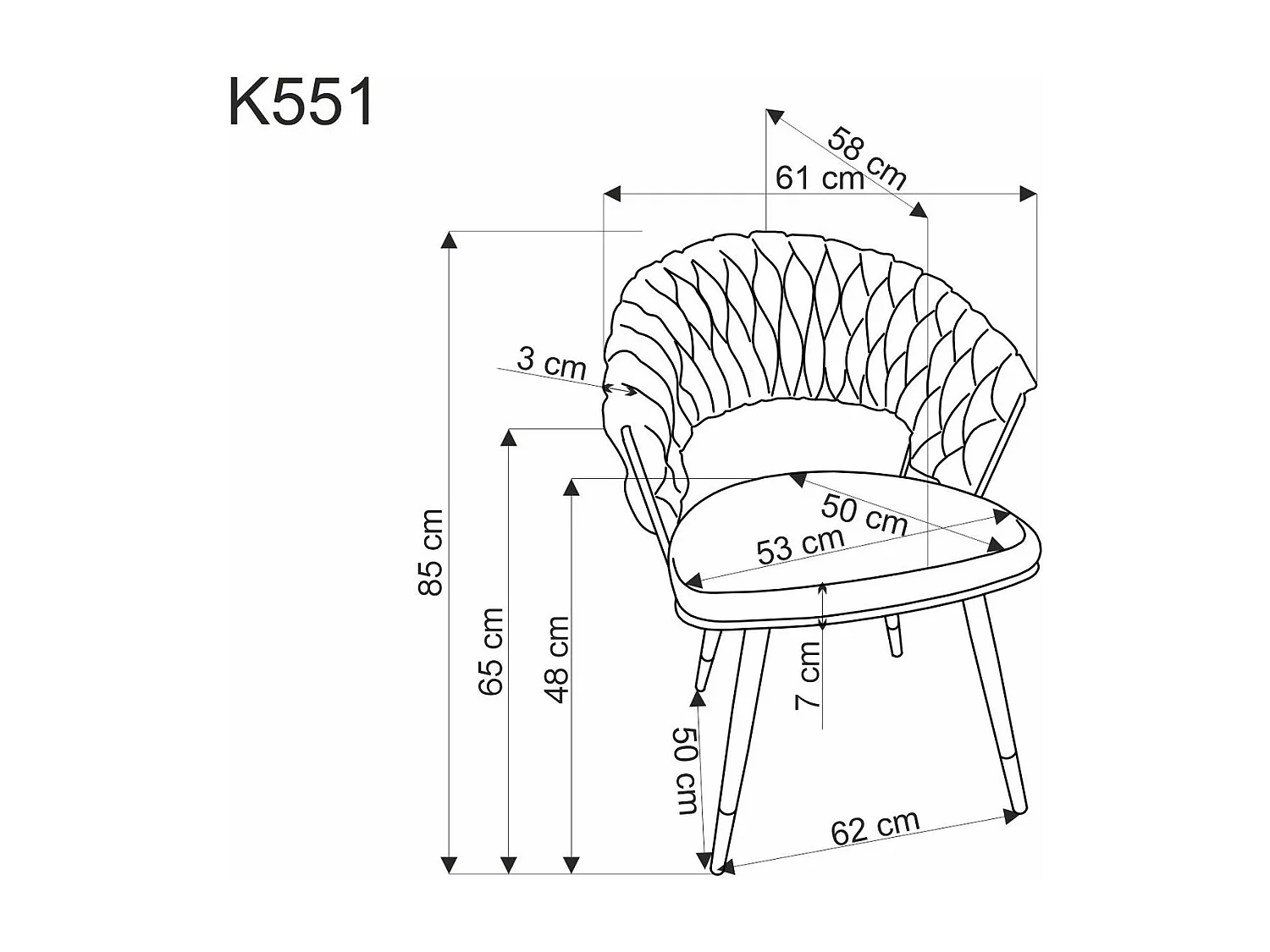 Sedia K551/Rivestimento in tessuto metallo/Verde