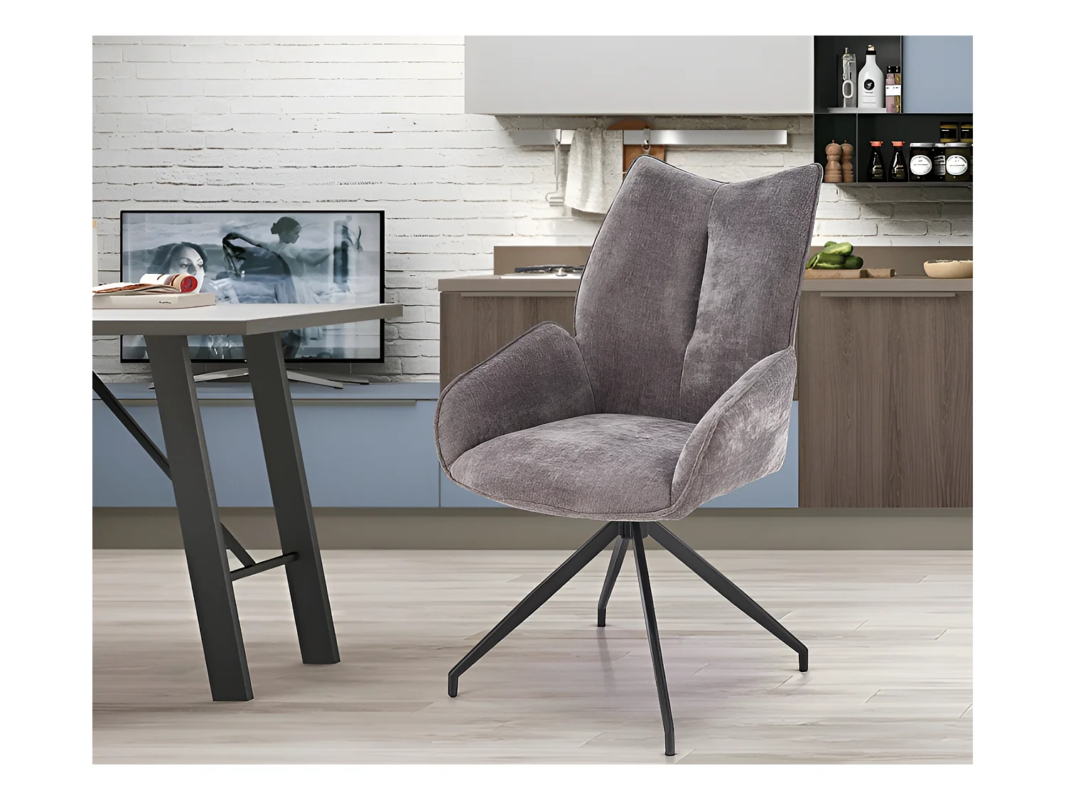 Stuhl K553/Stoffbezug/Drehfunktion/Grau