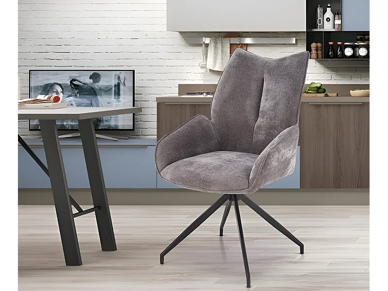 Chaise K553/Revêtement tissu/Fonction pivotante/Gris