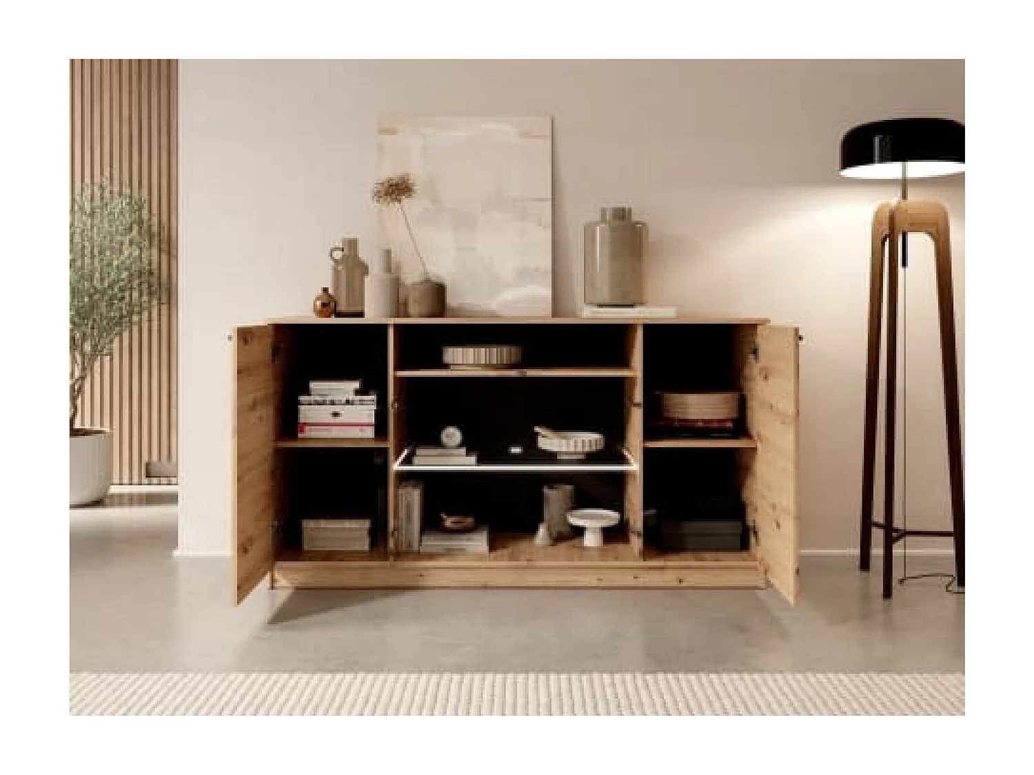 Sideboard Evy I LED/Drehtüren braun