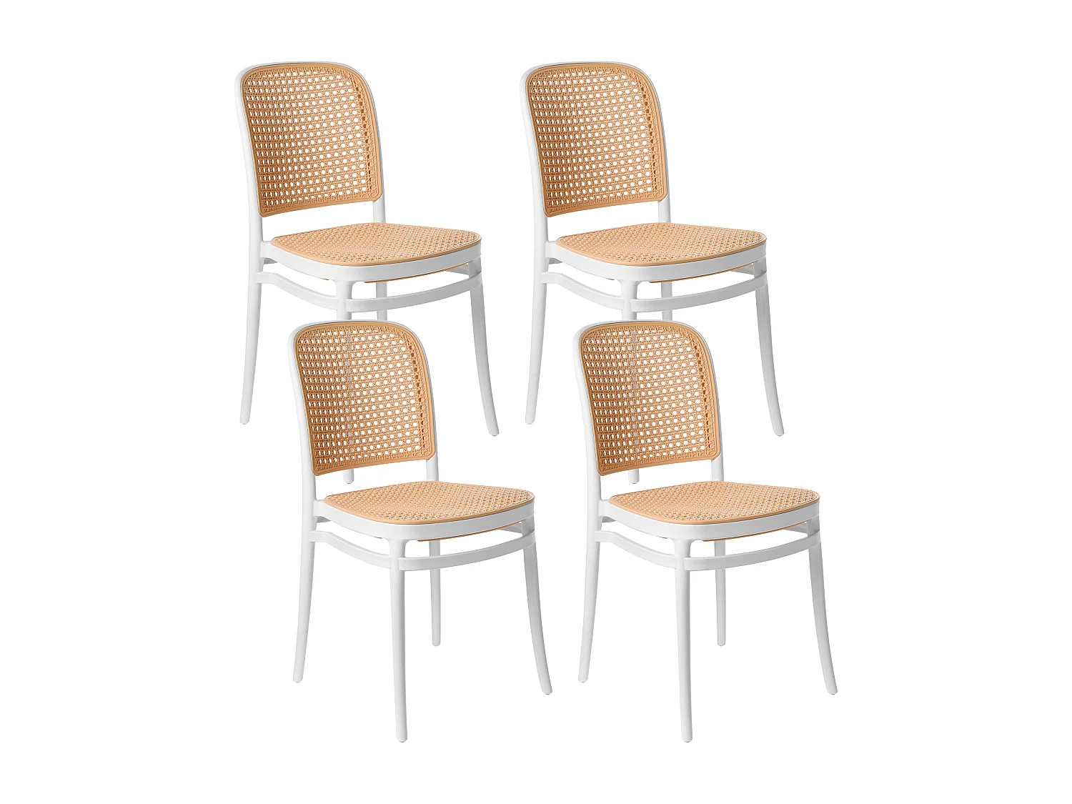 Lot de 4 chaises de jardin PLOSE Blanc/beige