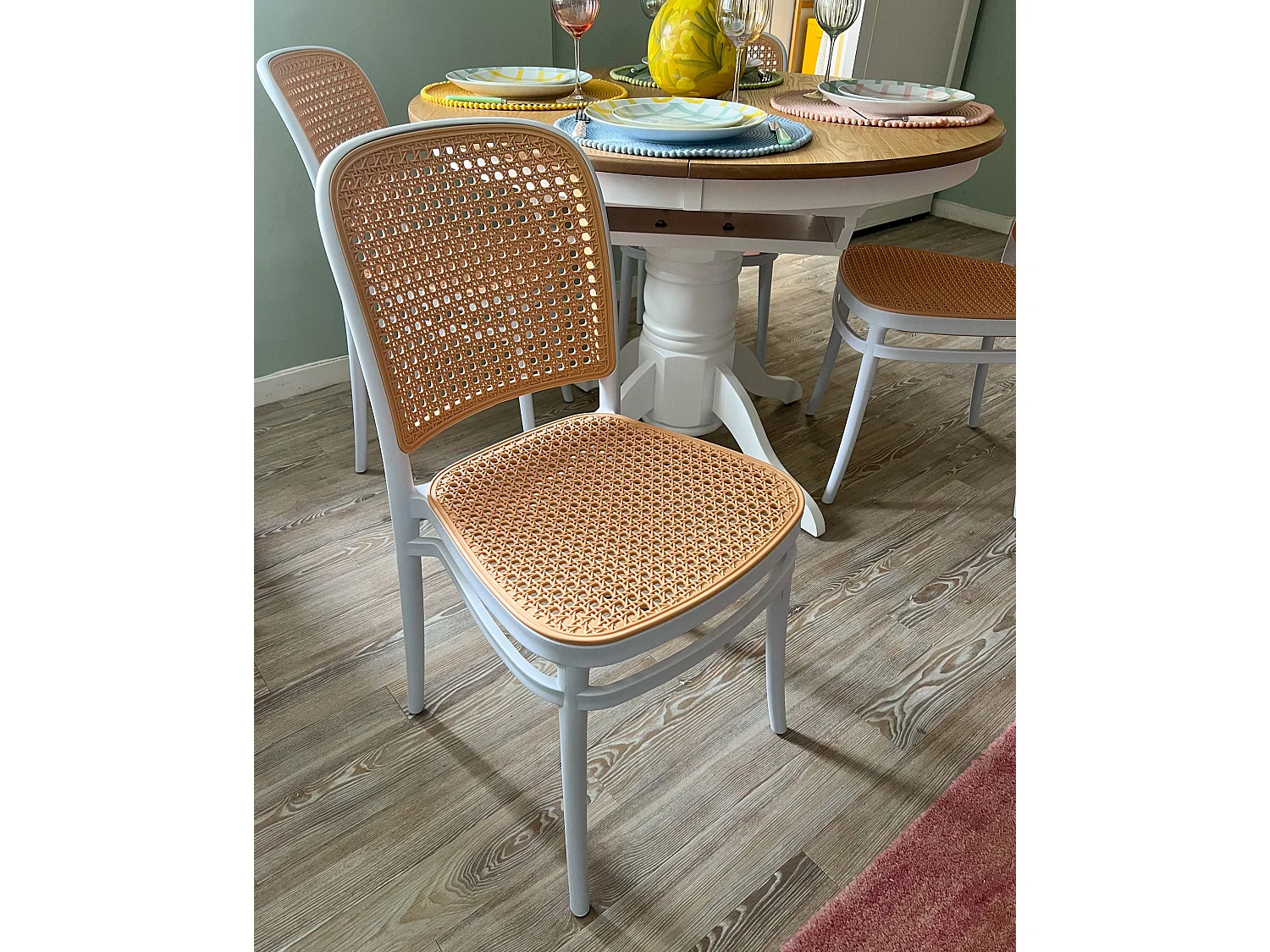 Lot de 4 chaises de jardin PLOSE Blanc/beige
