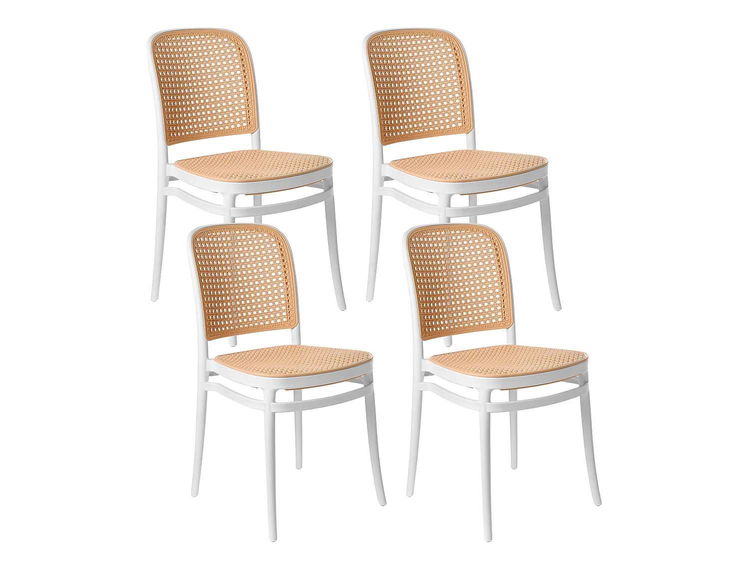 Lot de 4 chaises de jardin PLOSE Blanc/beige