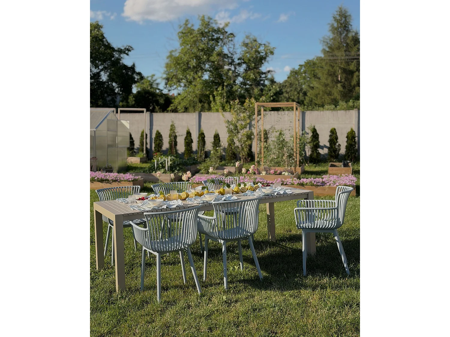 Lot de 4 chaises de jardin PESARO Bleu clair