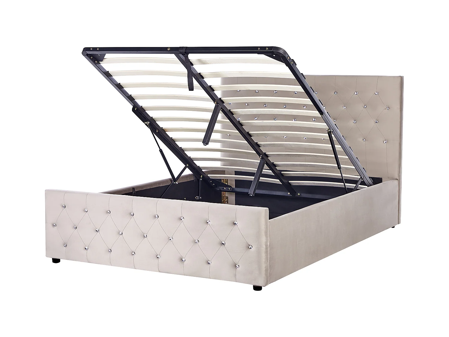 Letto con ottomano Velluto AMIENS 140 x 200 cm Tortora