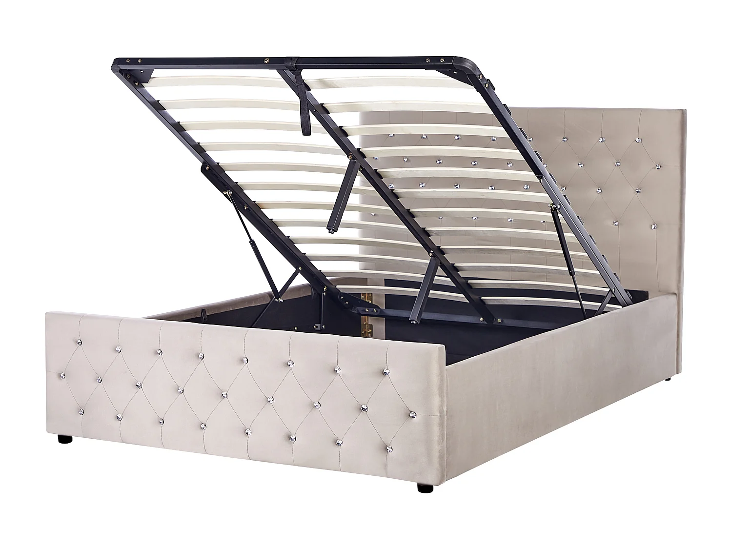 Lit ottoman Velours AMIENS 140 x 200 cm Taupe