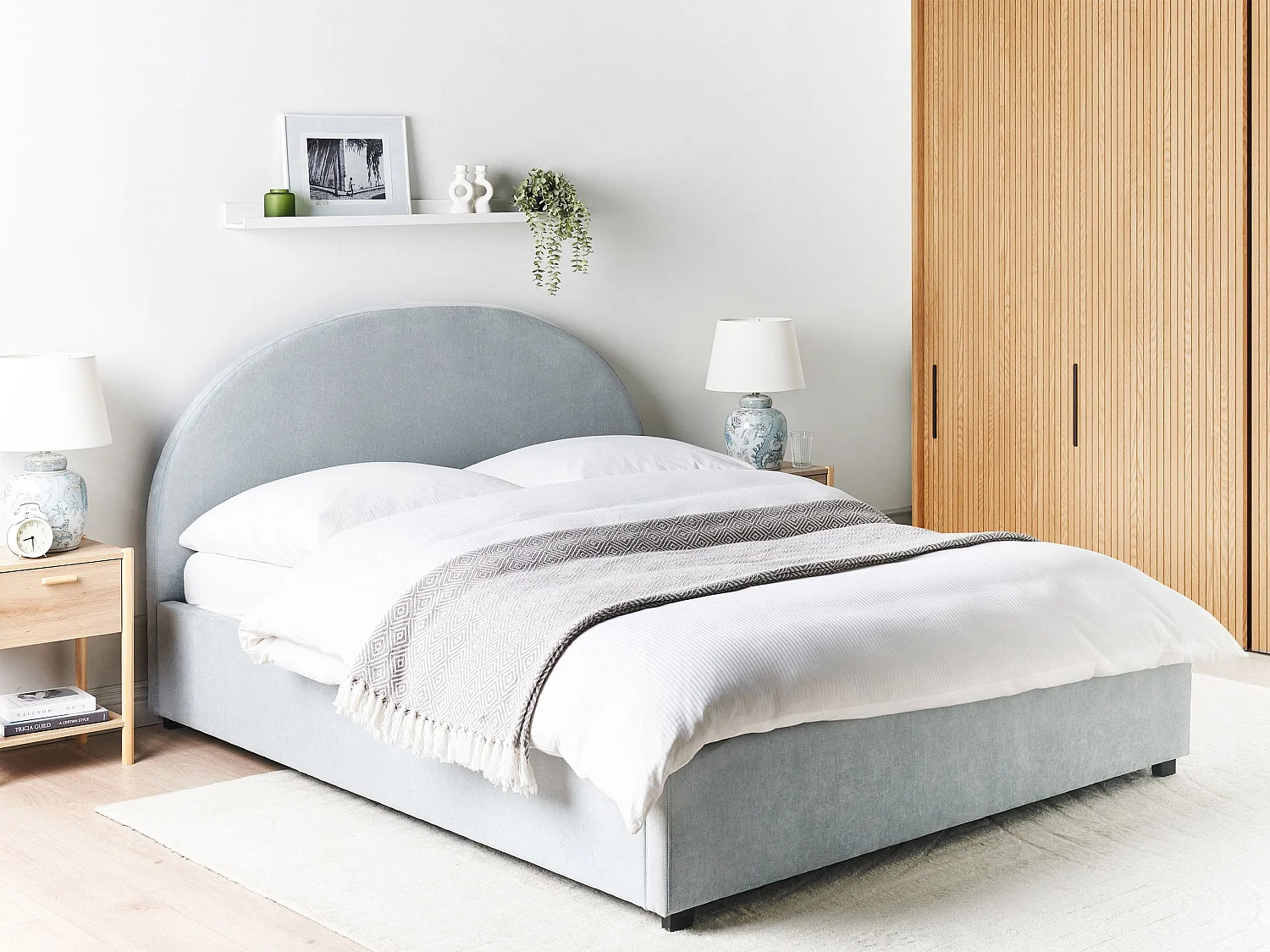 Lit ottoman Tissu VAUCLUSE 160 x 200 cm Bleu clair