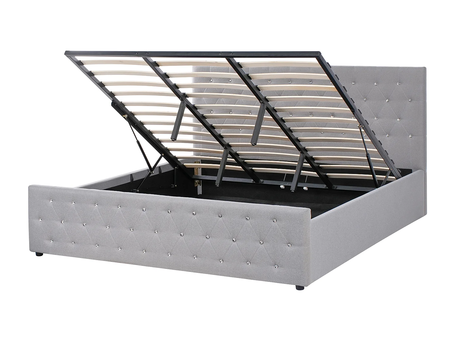 Lit ottoman Tissu AMIENS 180 x 200 cm Gris clair