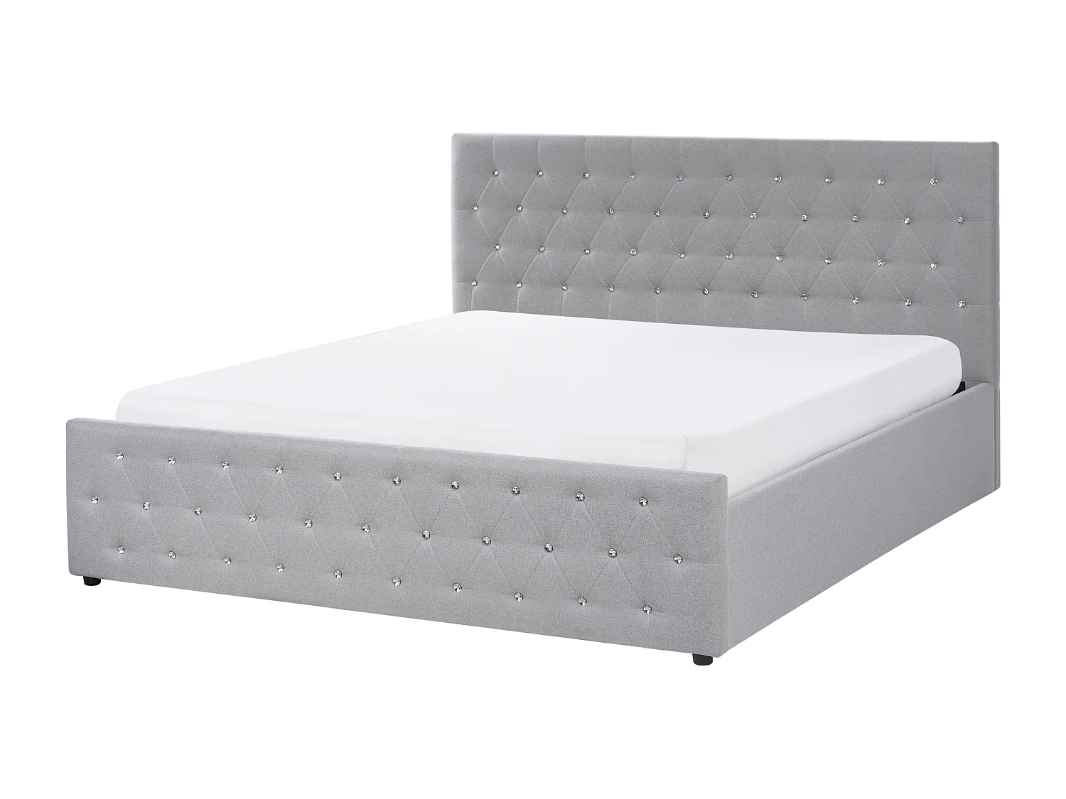 Lit ottoman Tissu AMIENS 180 x 200 cm Gris clair