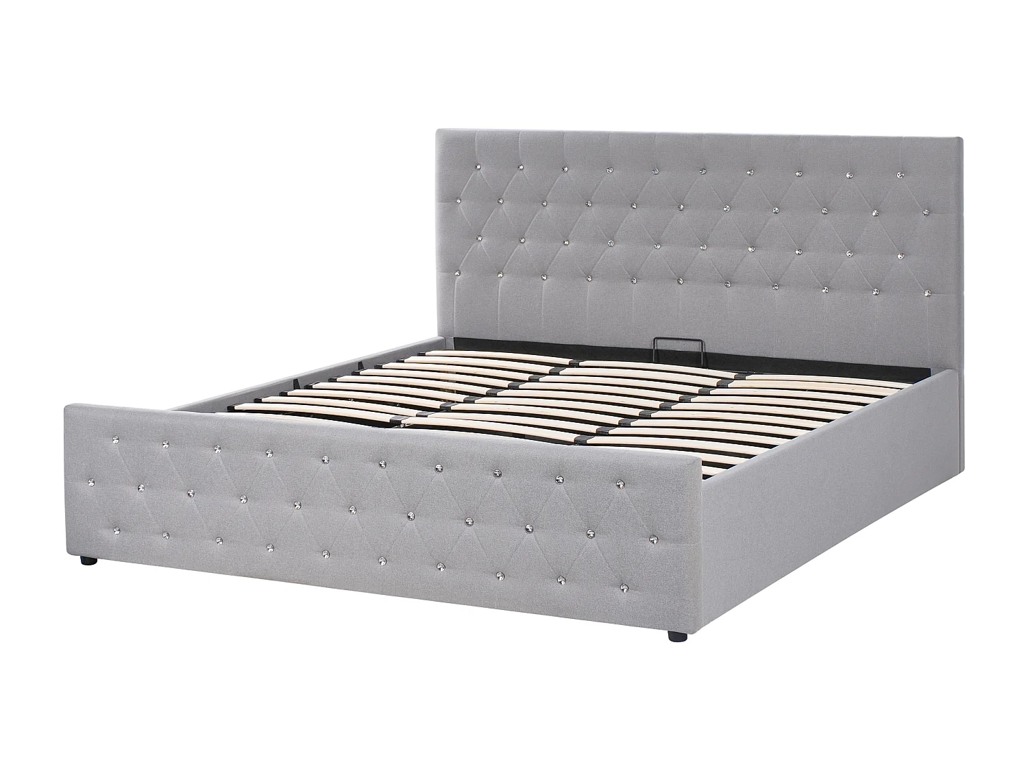 Lit ottoman Tissu AMIENS 180 x 200 cm Gris clair