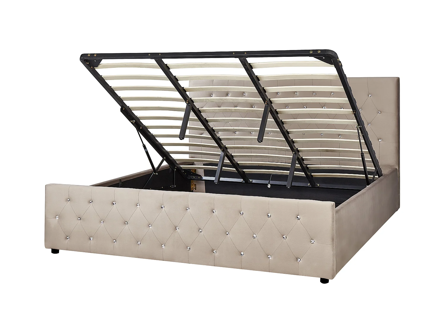 Lit ottoman Velours AMIENS 180 x 200 cm Taupe