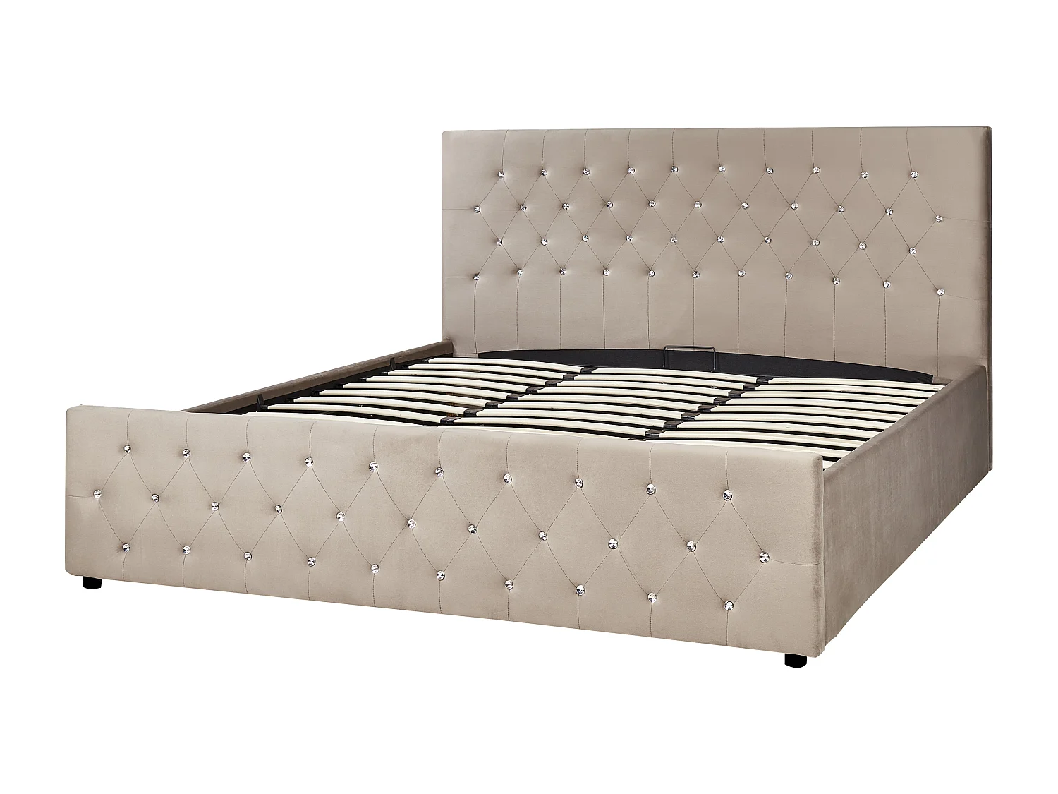 Lit ottoman Velours AMIENS 180 x 200 cm Taupe