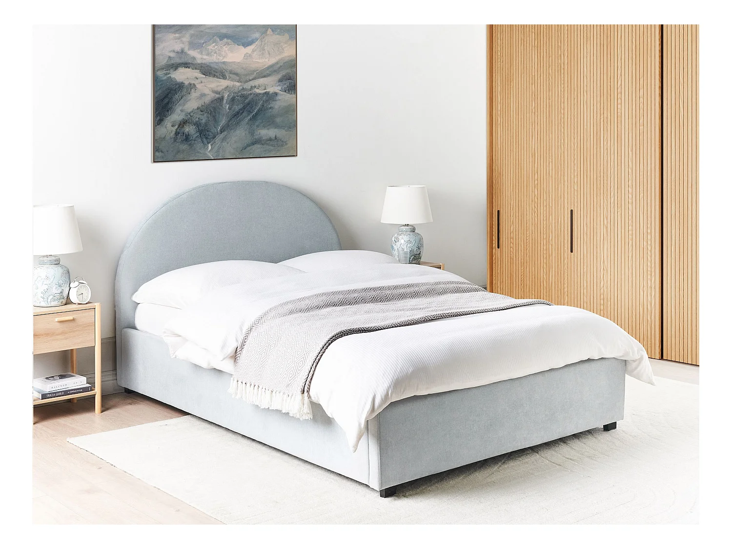 Lit ottoman Tissu VAUCLUSE 140 x 200 cm Bleu clair