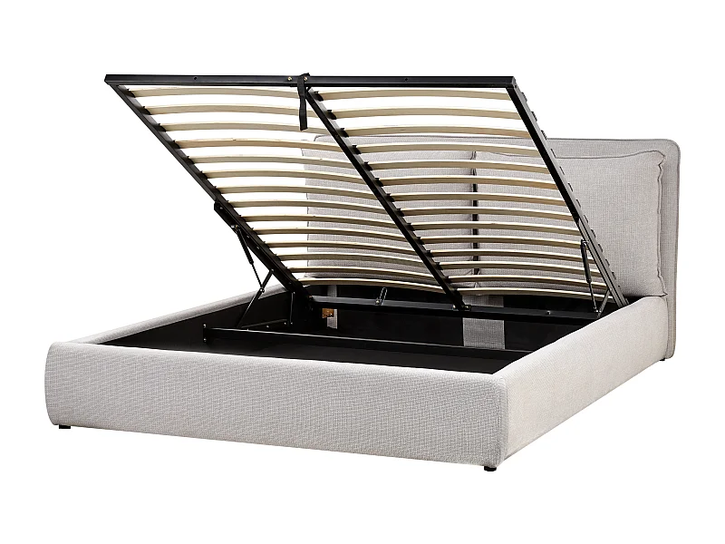 Letto contenitore Tessuto BAJONNA 160 x 200 cm Grigio chiaro