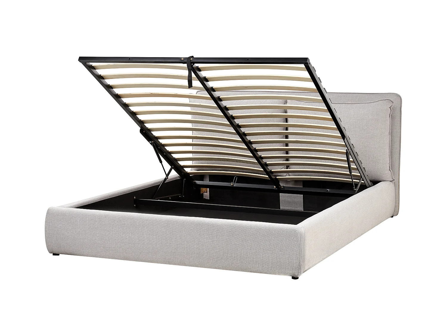 Letto contenitore Tessuto BAJONNA 160 x 200 cm Grigio chiaro